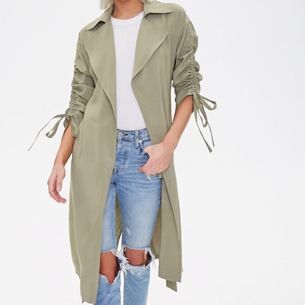 NWT - Green Woven Duster Jacket